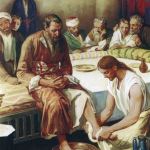 Washes Feet of Disciples